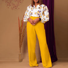 Load image into Gallery viewer, Printed Floral Lace-Up Top & Wide-Leg Pants Set – 4 Colors, S–3XL