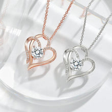 Load image into Gallery viewer, Zircon Double Love Necklace with Rhinestones 💖 Sparkling heart-shaped design for timeless elegance!