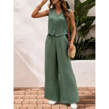 Load image into Gallery viewer, Women’s crop vest blazer wide leg pants set