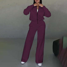 Load image into Gallery viewer, Women’s 2-Piece Zip-Up Sweatsuit Set — Jacket & Wide-Leg Sweatpants