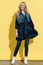 Load image into Gallery viewer, Fringe Detailed Velvet Shirt Dress – Velvet Shirt Dress, Fringe Detail Dress, Luxurious Shirt Dress, Elegant Velvet Dress, Playful Fringe Dress