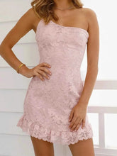 Load image into Gallery viewer, Lace One Shoulder : Mini Dress