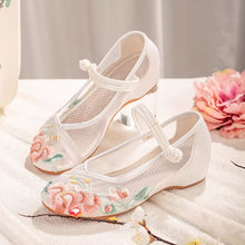 Load image into Gallery viewer, Women's Floral Embroidered Mesh Shoes – Breathable Hollow-Out Retro Flats