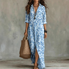 Load image into Gallery viewer, Digital Print Lapel Midi Shirt Dress – 5 Colors, S–3XL