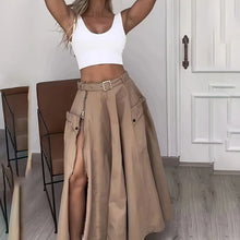 Load image into Gallery viewer, Women’s Cropped Vest & High-Waisted Slit Skirt Matching Set