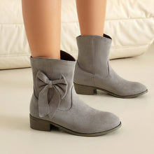 Load image into Gallery viewer, Low Heel Suede Large Size Sweet Bow Casual Boots