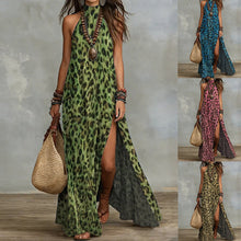 Load image into Gallery viewer, Women's Printed Scarf-Style Maxi Dress – Sleeveless, Split, Loose Boho
