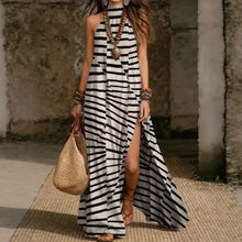 Load image into Gallery viewer, Women's Printed Halterneck Split Maxi Dress – Loose Fit Sleeveless