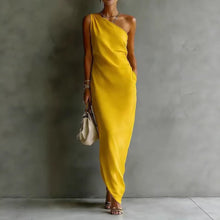 Load image into Gallery viewer, Women's Satin Off-Shoulder Slim-Fit Maxi Dress