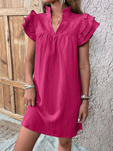 Load image into Gallery viewer, Elegant Ruffled Cap Sleeve Mini Dress Feminine & Flowy Summer Dress