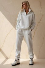 Load image into Gallery viewer, Women's Embroidered Half-Zip Sweatshirt & Jogger Pants Set