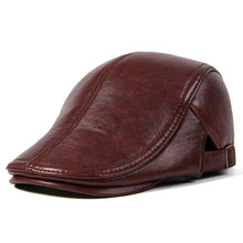 Load image into Gallery viewer, Men Beret Hat Real Leather Flat Cap
