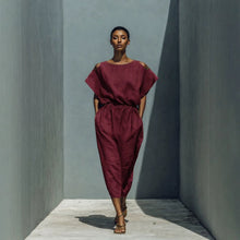 Load image into Gallery viewer, Women's Batwing Sleeve Off-Shoulder Elastic Waist Maxi Dress