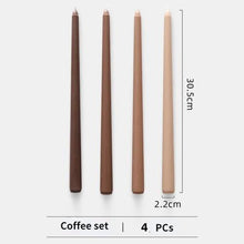 Load image into Gallery viewer, 4pc Unscented 12" Candles Colored Long Stick Candle Smokeless Home Wedding Centerpiece Birthday Candle Tall Taper Candles Dripless Unscented Dinner Candle Paraffin Wax Candles