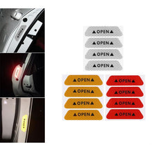 Load image into Gallery viewer, 4PCS Car Accessories Car Stickers Reflective Warning Sticker Wheel Eyebrows Door Opening Sticker Diamond Wheel Reflective Strip Universal Door Open Reflective Warning Stickers Auto Open Sign Anti-Collision Safety Reflective Decal Tape