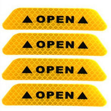 Load image into Gallery viewer, 4Pcs/Set Car Door Stickers Car OPEN Reflective Tape Warning Mark Anti-Collision Universal Safety Reflective Open Notice Bicycle Car Door Stickers DIY Car Open Reflective Tape Warning Mark Reflective Open Notice Bicycle Accessories Car Decoration