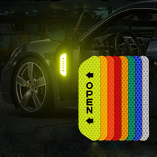 Load image into Gallery viewer, 4PCS/Set Car Door Stickers Universal Safety Warning Mark OPEN High Reflective Tape For Auto Accessories Exterior Bike Helmet Door Open Reflective Warning Stickers Auto Open Sign Anti-Collision Safety Reflective Decal