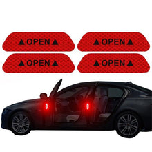Load image into Gallery viewer, 4PCS/Set Car Door Stickers Universal Safety Warning Mark OPEN High Reflective Tape For Auto Accessories Exterior Bike Helmet Door Open Reflective Warning Stickers Auto Open Sign Anti-Collision Safety Reflective Decal