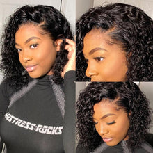 Load image into Gallery viewer, 4X4 Water Wave Short Bob Wig 8-12Inches Best Human Hair Wigs For Black Woman Brazilian Pre Plucked Baby Hairs Jerry Curl Wigs Wigs For Black Women Gifts for Girlfriends