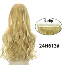 Load image into Gallery viewer, 5 Clip In Hair Extension Heat Resistant Fake Hairpieces Long Wavy Hairstyles Synthetic Clip Golden On Hair Extensions Straight Hair Extensions with Invisible Fish Line Layered Hairpiece