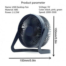 Load image into Gallery viewer, 5 Inch USB Desktop Fan 360° Rotating Mini Adjustable Portable Electric Fan Summer Mute Air Cooler For Home Office Strong Wind Two Speed Modes Super Silent Mini Portable Desktop USB Cooler Cooling Fan