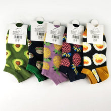 Load image into Gallery viewer, 5 Pairs Animal Food Fruit Avocado Zebra Burger Omelets Flamingo Socks Happy Cotton Ankle Funny Combed Out Of Pure Cotton Summer Casual Sock For Men And Women