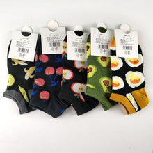 Load image into Gallery viewer, 5 Pairs Animal Food Fruit Avocado Zebra Burger Omelets Flamingo Socks Happy Cotton Ankle Funny Combed Out Of Pure Cotton Summer Casual Sock For Men And Women
