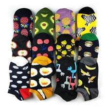 Load image into Gallery viewer, 5 Pairs Animal Food Fruit Avocado Zebra Burger Omelets Flamingo Socks Happy Cotton Ankle Funny Combed Out Of Pure Cotton Summer Casual Sock For Men And Women
