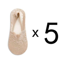 Load image into Gallery viewer, 5 Pairs Fashion Women Girls Summer Socks 7 Color Style Lace Flower Short Sock Antiskid Invisible Ankle Socks For Women