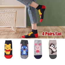 Load image into Gallery viewer, 5 pairs Summer Socks Female Cartoon Animal Bear Mouse Socks Cute Funny Invisible Cotton Ankle Socks For Women