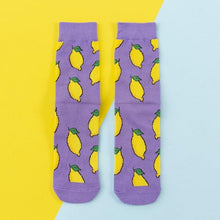 Load image into Gallery viewer, Women's Colorful Cotton Socks Fruits Banana Avocado Lemon Egg Cookie Donuts Food Happy Color Socks