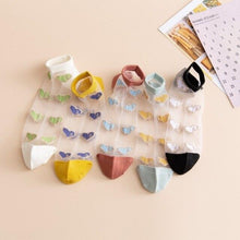 Load image into Gallery viewer, 5 Pairs Young Girl Funny Cute Fashion Colorful Candy Dot Red Lips Wave Socks Sweet Women Thin Summer Ankle Crystal Sheer Socks For Women