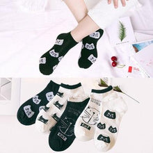 Load image into Gallery viewer, 5 Pairs/Set Women's Cotton Happy Cute Cat Short Socks Print Cartoon Animal Casual Summer Socks Red Heart Funny Ankle Socks Pure Cotton Socks For Men And Women