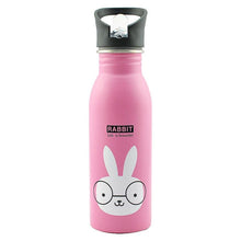 Load image into Gallery viewer, 500ml Cute Baby Water Cup Leak Proof Bottle With Straw Lid Children School Outdoor Drinking Bottle Training Cup Steel Sports Water Bottle Portable Sports Bottle