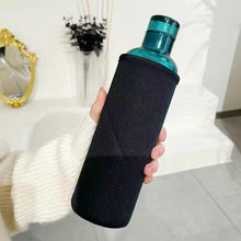 Load image into Gallery viewer, 500ml Glass Water Bottle with Time Marker Transparent Milk Cup Outdoor Sports Portable Leakproof Drink Bottle with Cup Sets Water Bottle Leak-proof Time Scale Print Transparent High Bottle for Office Water Bottle