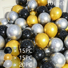 Load image into Gallery viewer, 50/15pcs 10inch Gold Silver Black Metal Latex Confetti Balloons For Wedding Decorations Birthday Party Decorations Bridal Showers Baby Showers