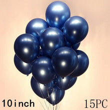 Load image into Gallery viewer, 50/15pcs 10inch Gold Silver Black Metal Latex Confetti Balloons For Wedding Decorations Birthday Party Decorations Bridal Showers Baby Showers