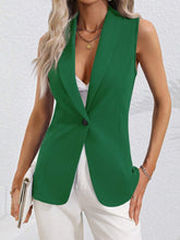 Load image into Gallery viewer, Women's Sleeveless Single-Button Cardigan Jacket – Round Neck