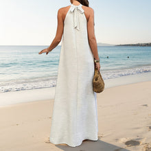 Load image into Gallery viewer, Women's Ice Silk Crinkle Sleeveless Swing Maxi Dress