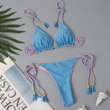 Load image into Gallery viewer, New Festival Flame Halter Bikini Set for Women – Triangle V-Neck Backless Two-Piece Swimsuit with Tie Side Bottoms & Adjustable Lace-Up Fit – Sleek Polyamide Swimwear for Koningsdag/King’s Day & Summer Beach Celebrations