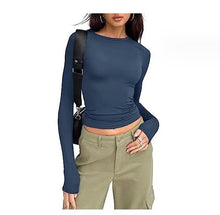 Load image into Gallery viewer, Slim Fit Long Sleeve Shirt | Women's Casual Crop Tops