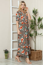 Load image into Gallery viewer, Floral Round Neck Short Sleeve Maxi Tee Dress – Casual and Comfortable Floral Maxi Dress with Relaxed Fit and Short Sleeves