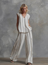 Load image into Gallery viewer, Women’s Sleeveless Striped Top and Full-Length Pants Set
