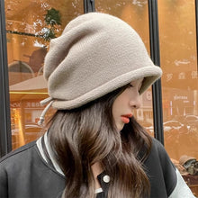 Load image into Gallery viewer, Women’s Stacking Beanie Hat – Soft Curling Knit Hat for Autumn & Winter