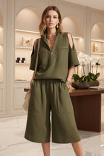 Load image into Gallery viewer, Short-Sleeve Shirt & Loose Shorts Two-Piece Set