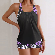 Load image into Gallery viewer, Women's Racerback Tankini Set with Floral Boyshorts – 7 Colors