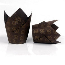 Load image into Gallery viewer, 50pcs Newspaper Style Cupcake Liner Baking Cup For Wedding Party Muffin Cupcake Paper Cup Oilproof Cake Wrapper Cupcake Baking Cups Muffin Baking Liners Holders Cupcake Wrapper Brown White Bright Nature Color