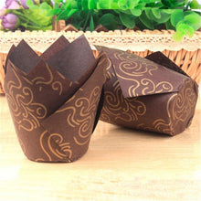 Load image into Gallery viewer, 50pcs Newspaper Style Cupcake Liner Baking Cup For Wedding Party Muffin Cupcake Paper Cup Oilproof Cake Wrapper Cupcake Baking Cups Muffin Baking Liners Holders Cupcake Wrapper Brown White Bright Nature Color