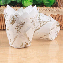Load image into Gallery viewer, 50pcs Newspaper Style Cupcake Liner Baking Cup For Wedding Party Muffin Cupcake Paper Cup Oilproof Cake Wrapper Cupcake Baking Cups Muffin Baking Liners Holders Cupcake Wrapper Brown White Bright Nature Color