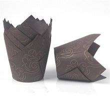Load image into Gallery viewer, 50pcs Newspaper Style Cupcake Liner Baking Cup For Wedding Party Muffin Cupcake Paper Cup Oilproof Cake Wrapper Cupcake Baking Cups Muffin Baking Liners Holders Cupcake Wrapper Brown White Bright Nature Color